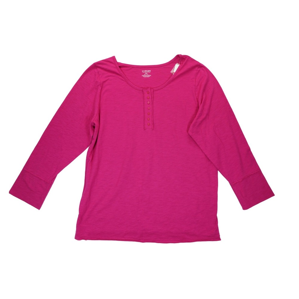 NWT‎ Lane Bryant Henley Shirt 22/24 Fucsia Long Sleeve Comfort Casual